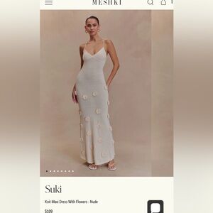 Spaghetti Strap Ivory Maxi Dress with Floral Applique